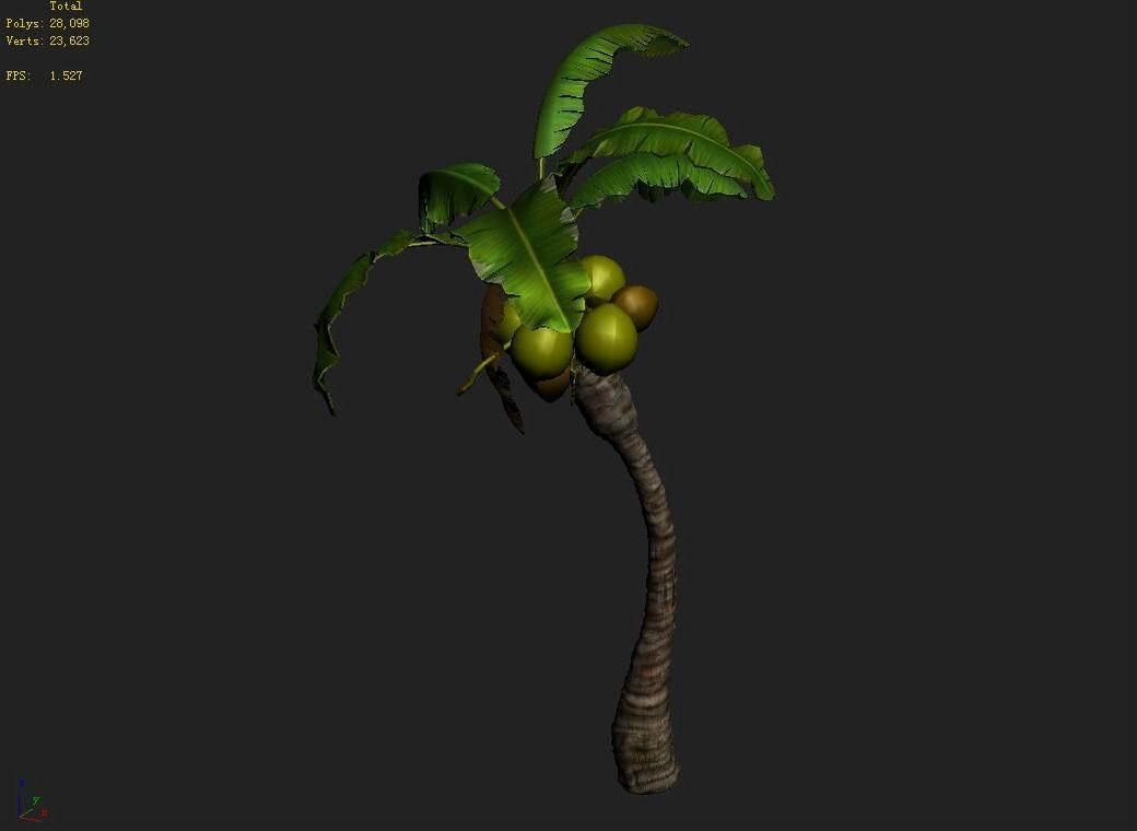 Empty mulberry - coconut tree bend 02 3D model_7