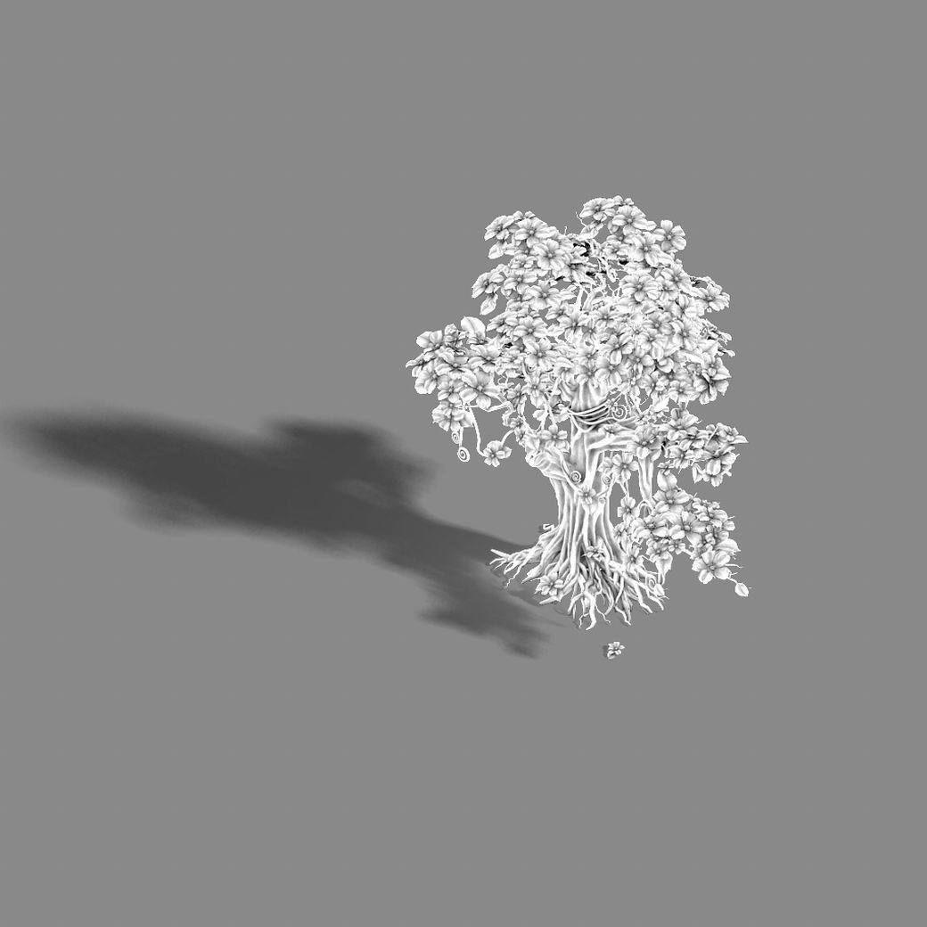 Lanruo Temple - Plants - White Tree 01 3D model_5