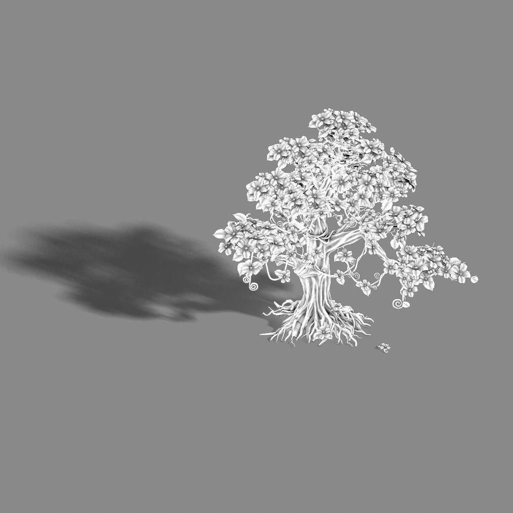 Lanruo Temple - Plants - White Tree 01 3D model_1