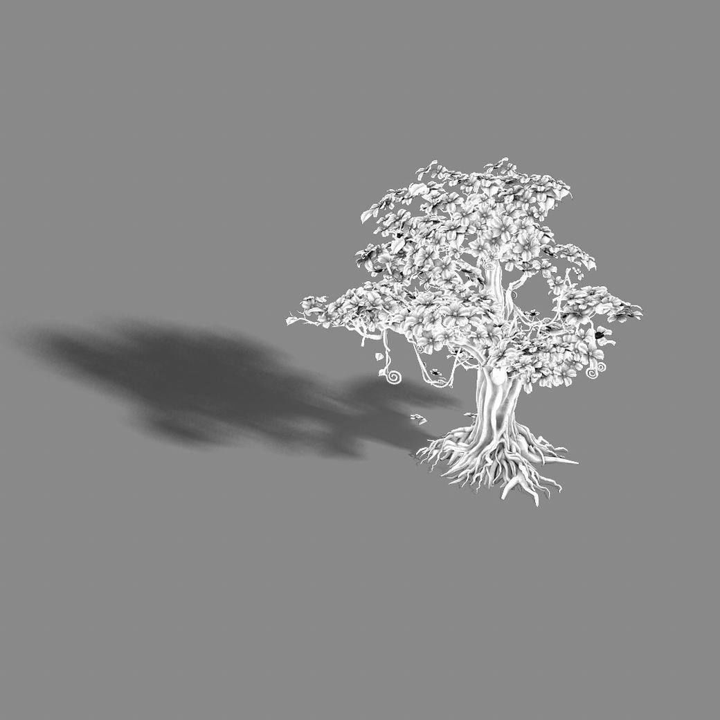 Lanruo Temple - Plants - White Tree 01 3D model_7