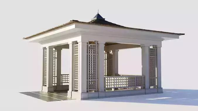 Chinese style wooden gazebo 3D model