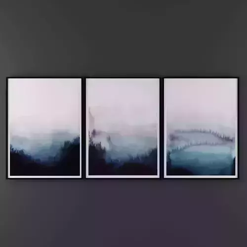 Art39 three abstract paintings hanging on wall