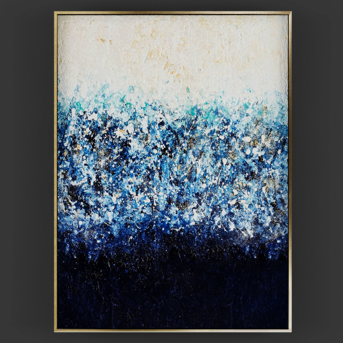 Art48 abstract painting in gold frame Low-poly 3D model_1