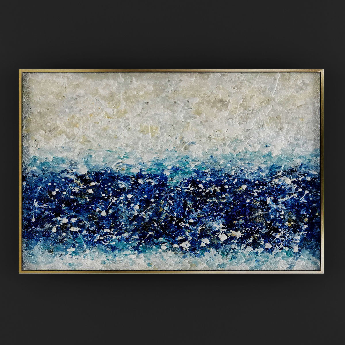 Art48 abstract painting in gold frame Low-poly 3D model_2