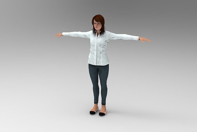 Female civilian v1 Low-poly 3D model