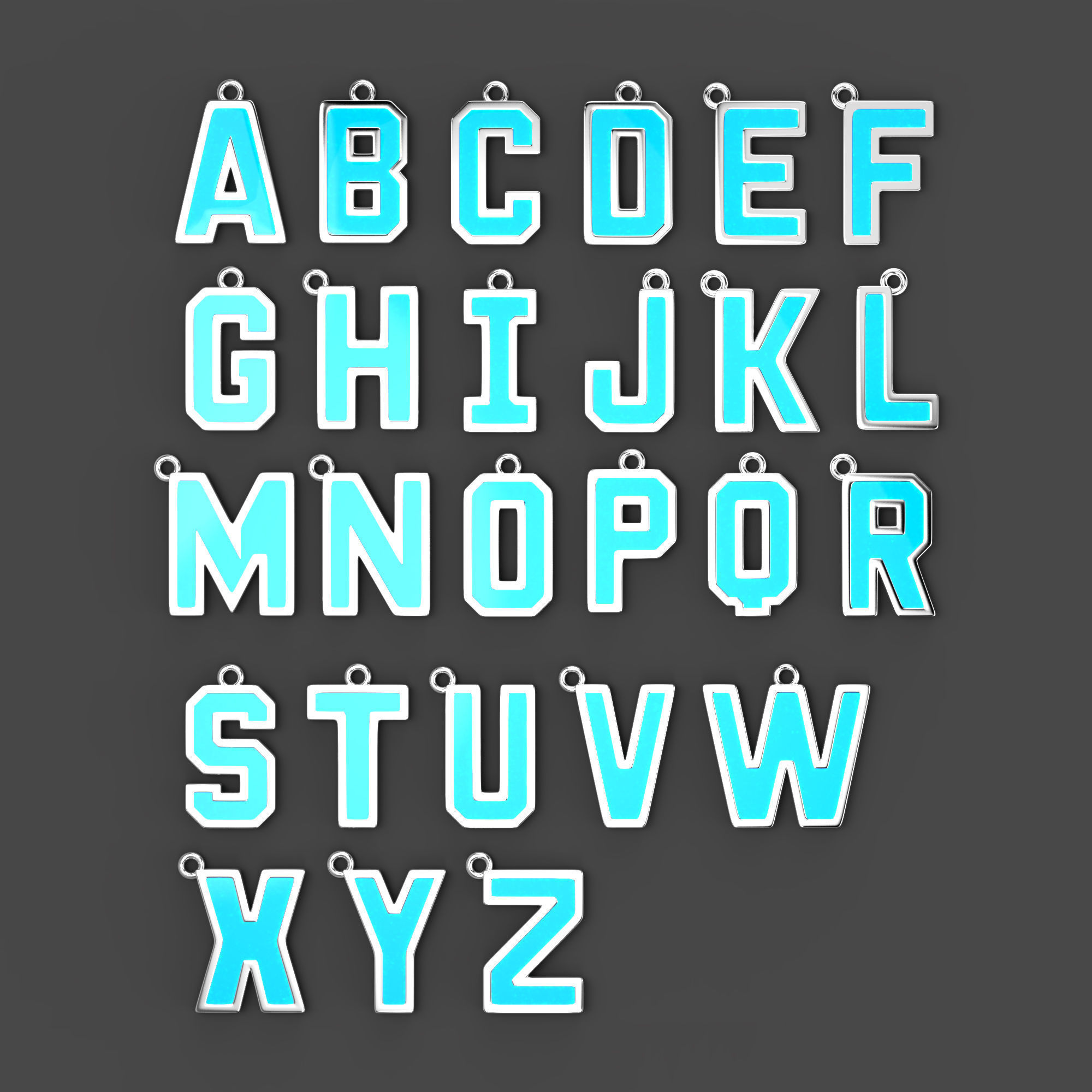 Alphabet 3D Model Collection metal shelf 3D print model_1