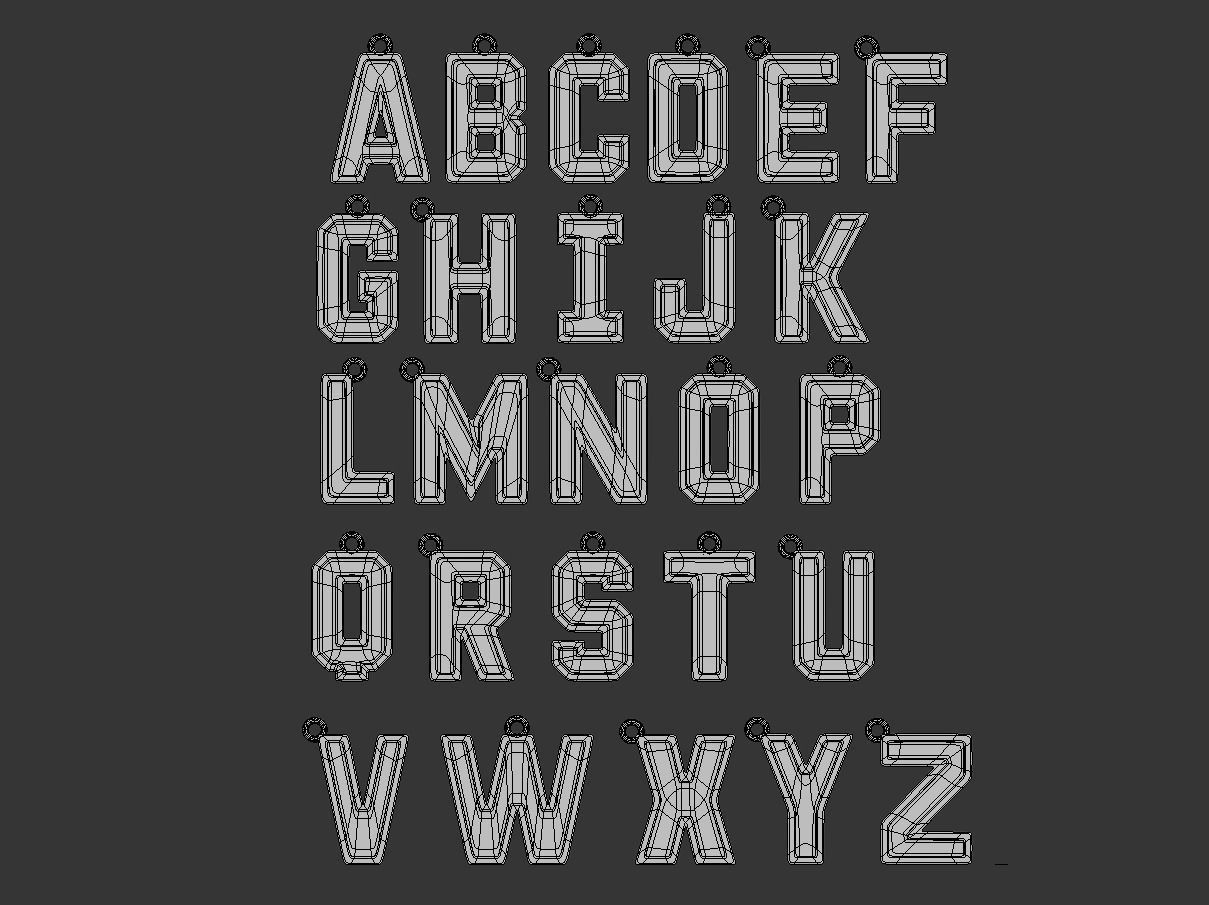 Alphabet 3D Model Collection metal shelf 3D print model_14