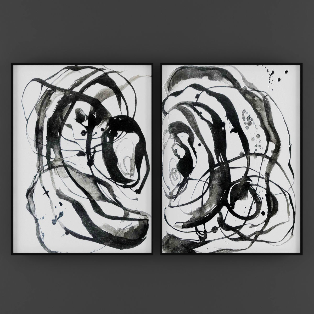 Art56 three abstract art prints hanging on wall Low-poly 3D model_2