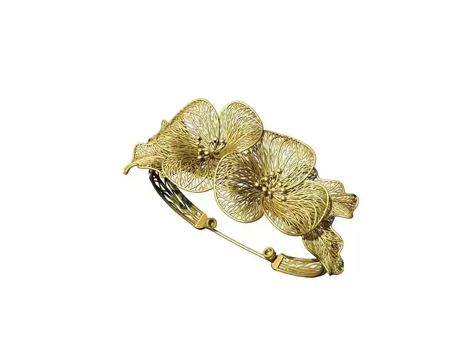 Bracelet gold - plated flower bangle