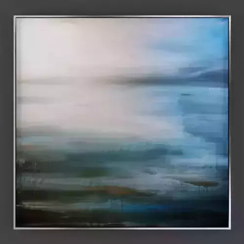 Art61 abstract painting in teal