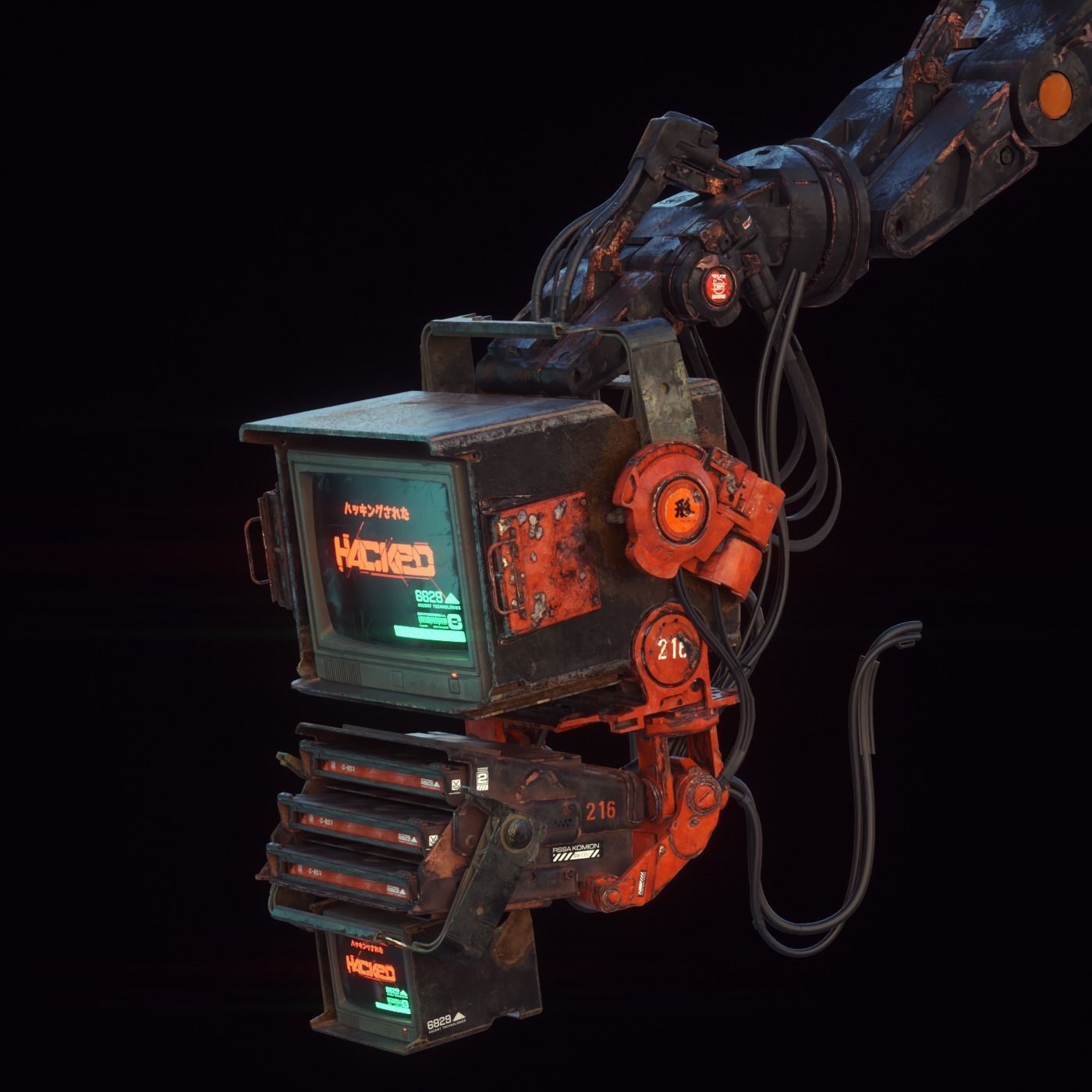 Cyberpunk Hacker Terminal V2 Low-poly 3D model_3