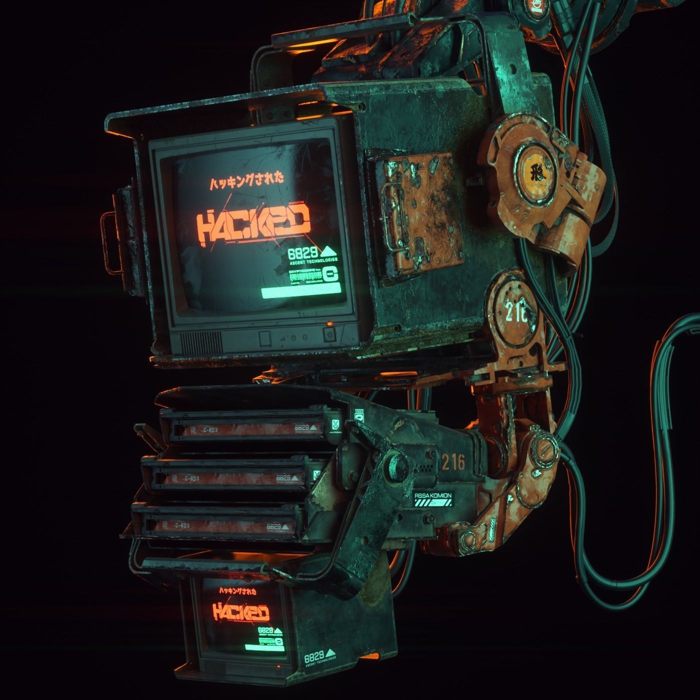 Cyberpunk Hacker Terminal V2 Low-poly 3D model_4