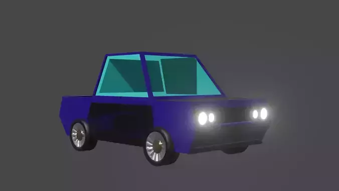 Low poly van blue 3d movie look