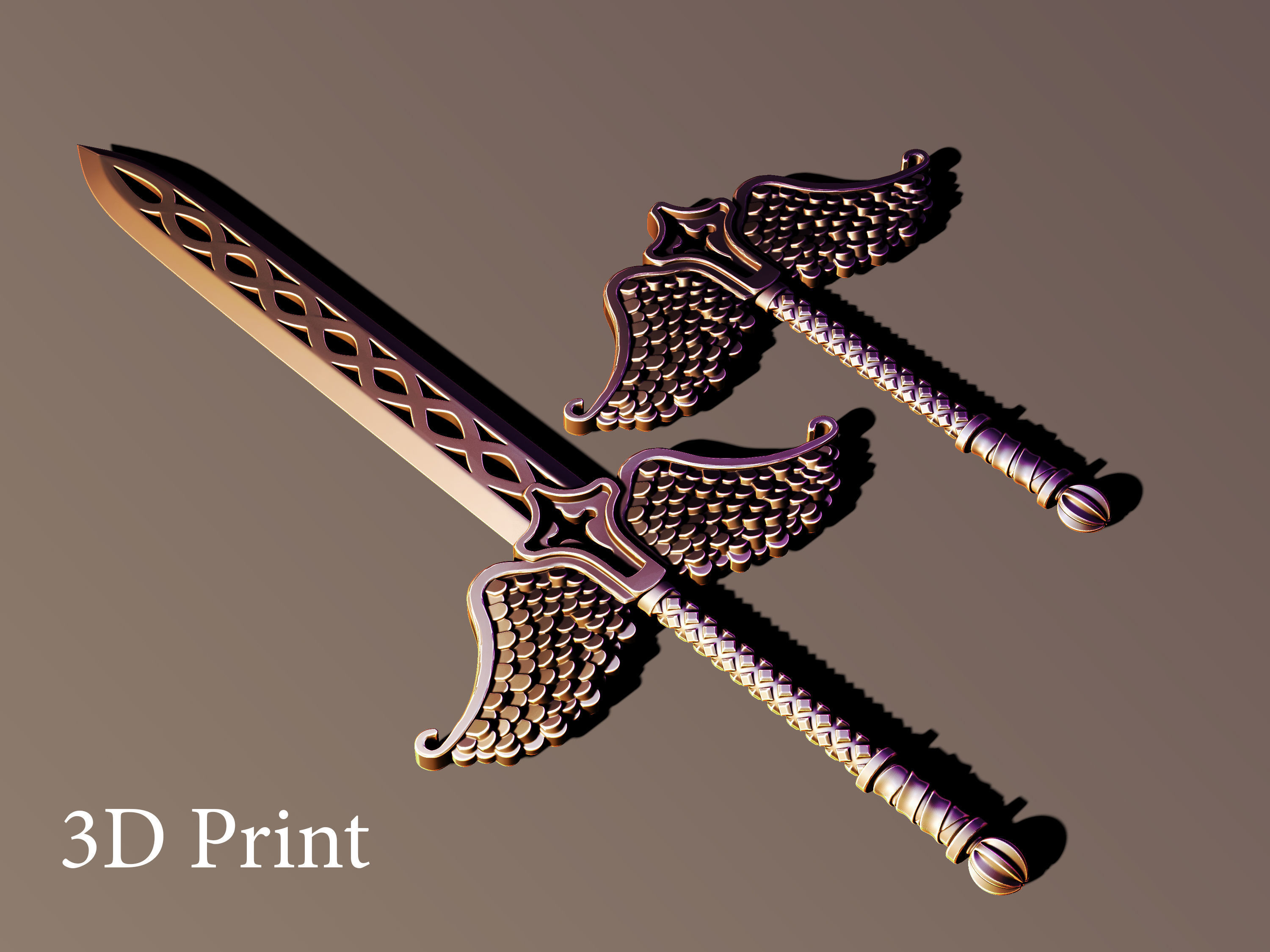 Sword scepter 3d print Free 3D print model_3