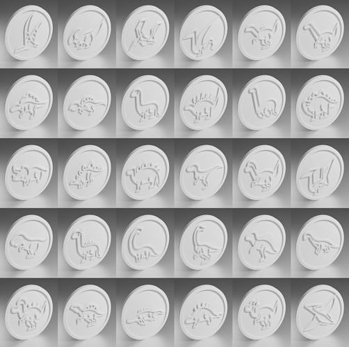 Dinosaur coins 3D print model