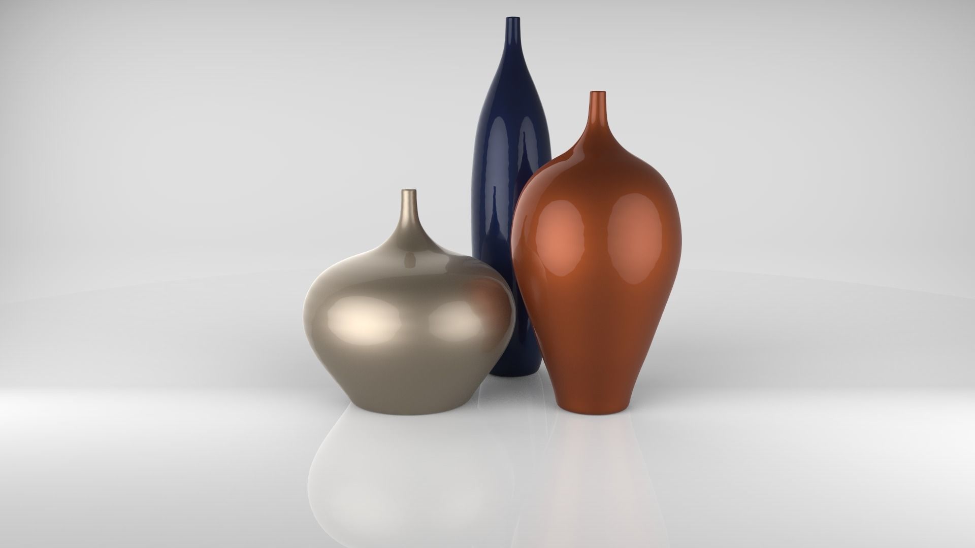Set of vases Low-poly 3D model_1