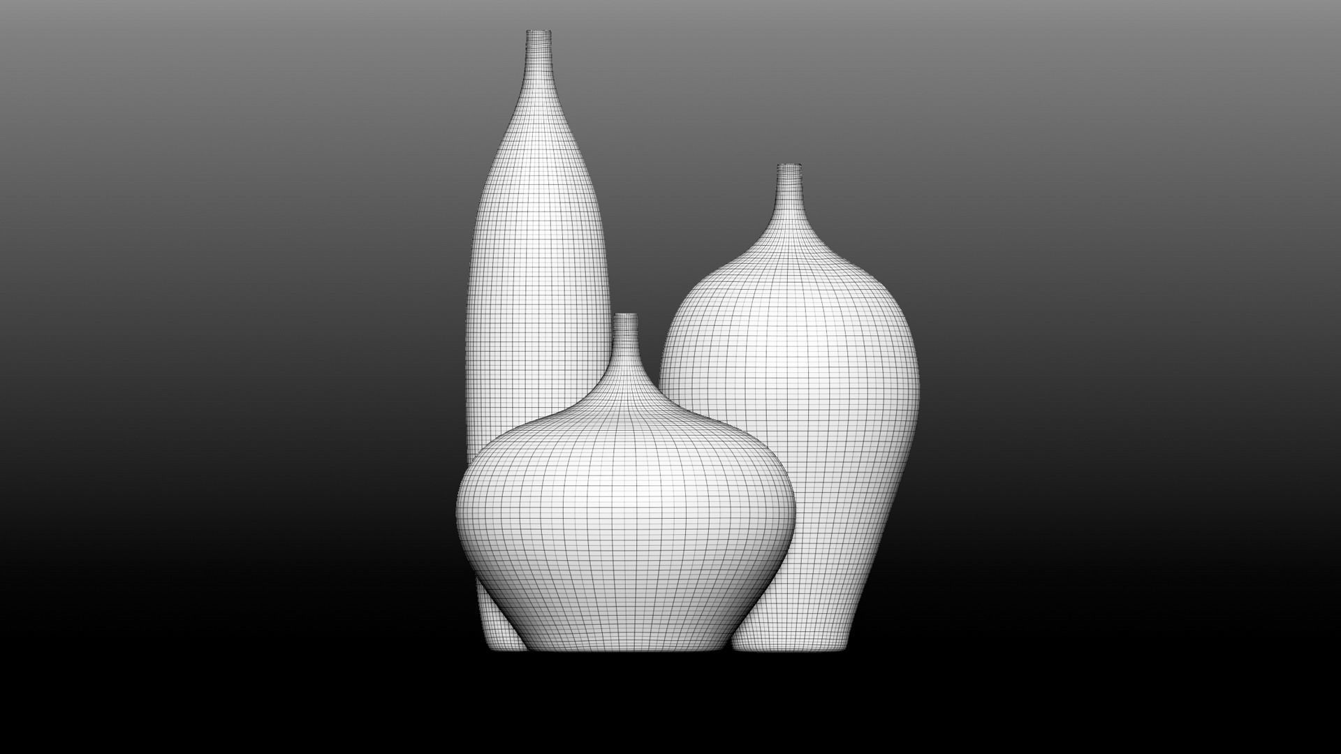 Set of vases Low-poly 3D model_3