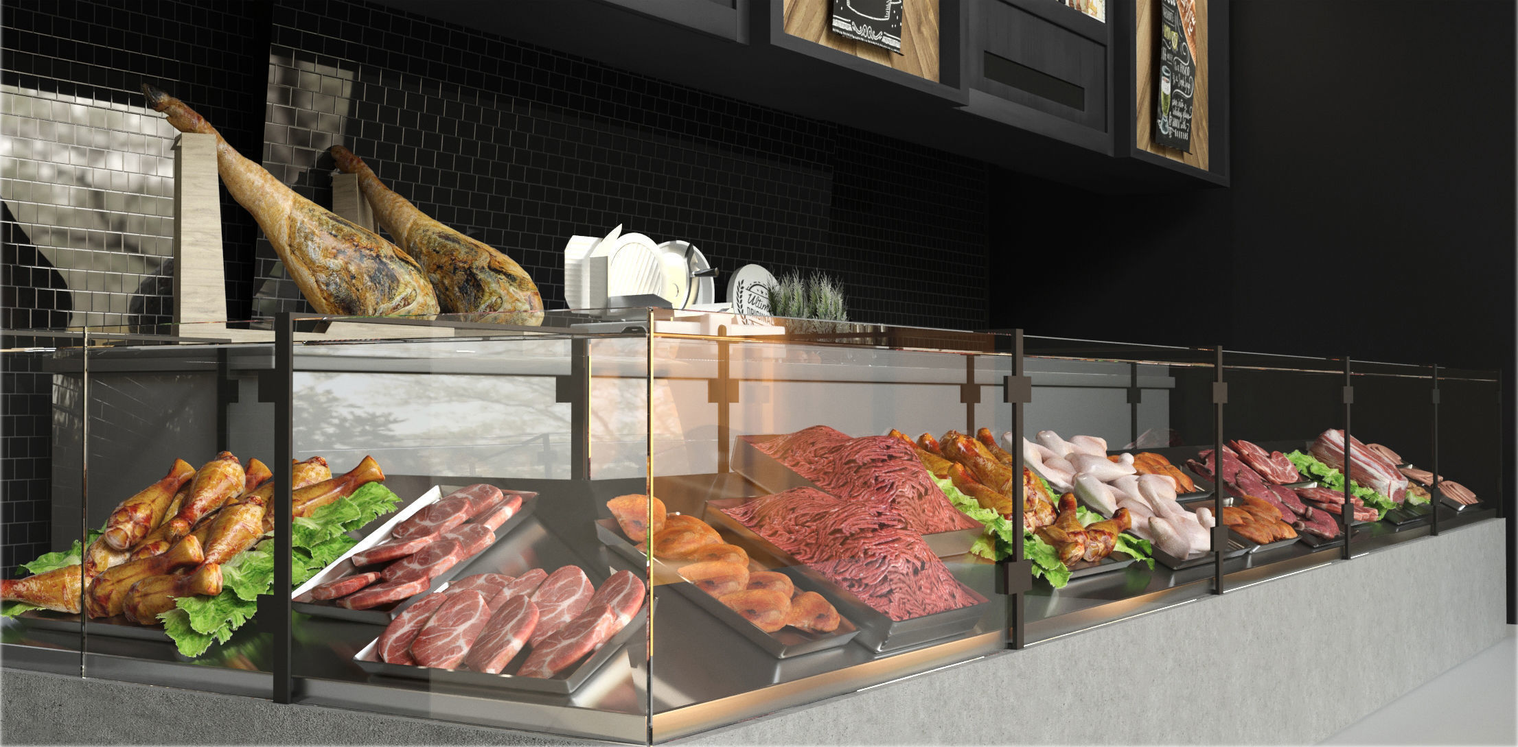 Meat Showcase and Products 3D model_2