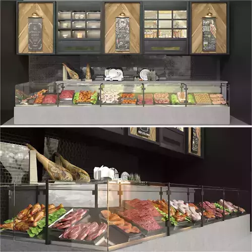 Meat Showcase and Products 3D model