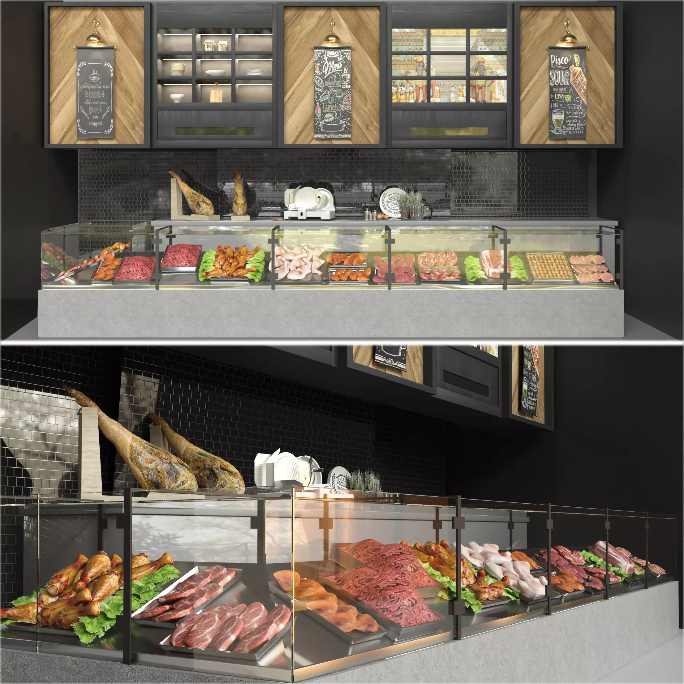 Meat Showcase and Products 3D model_0