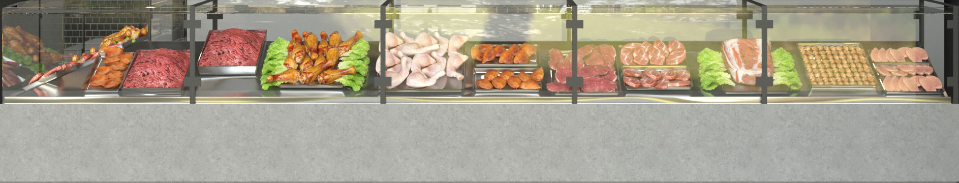 Meat Showcase and Products 3D model_4