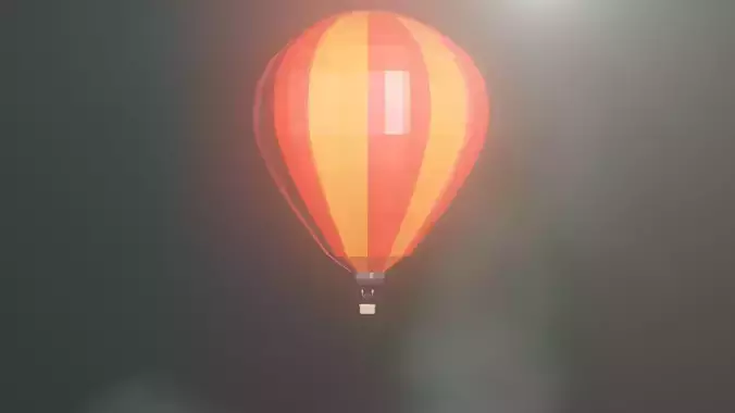 Low poly Hot air balloon with clouds