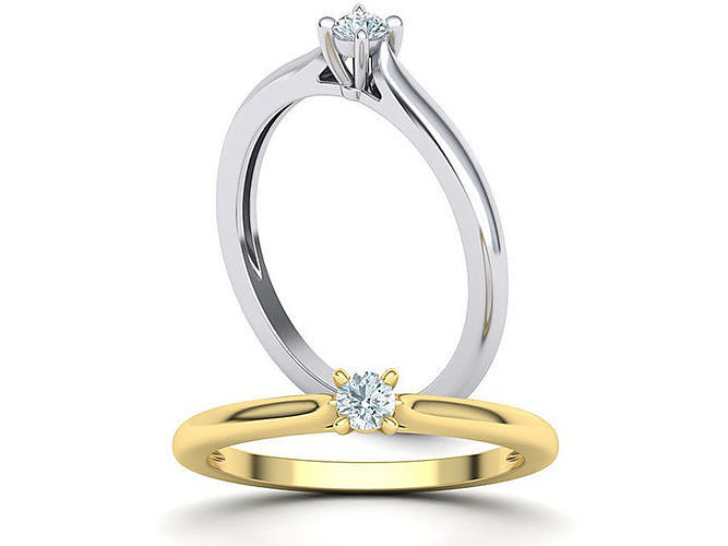 Solitaire ring 3mm round stone 4prong setting  3D print model