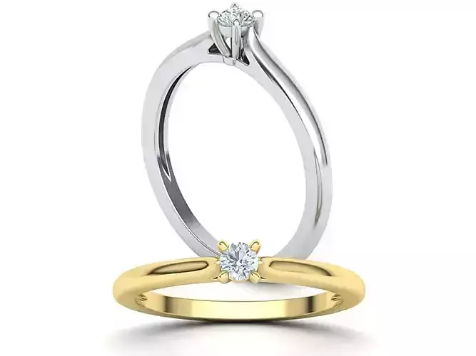 Solitaire ring 3mm round stone 4prong setting  3D print model