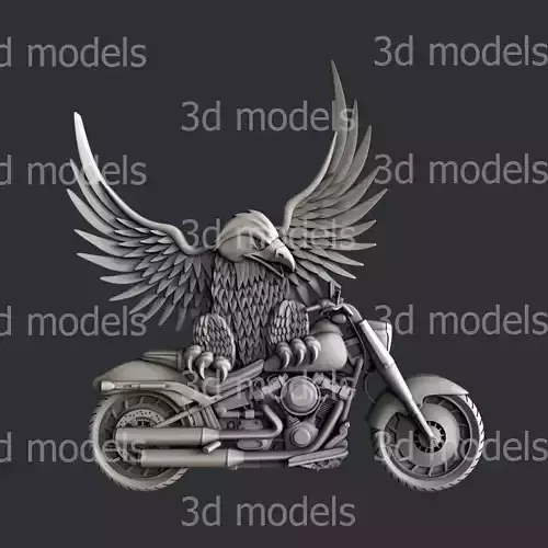 3d STL models for CNC router  eagle motorcycle2