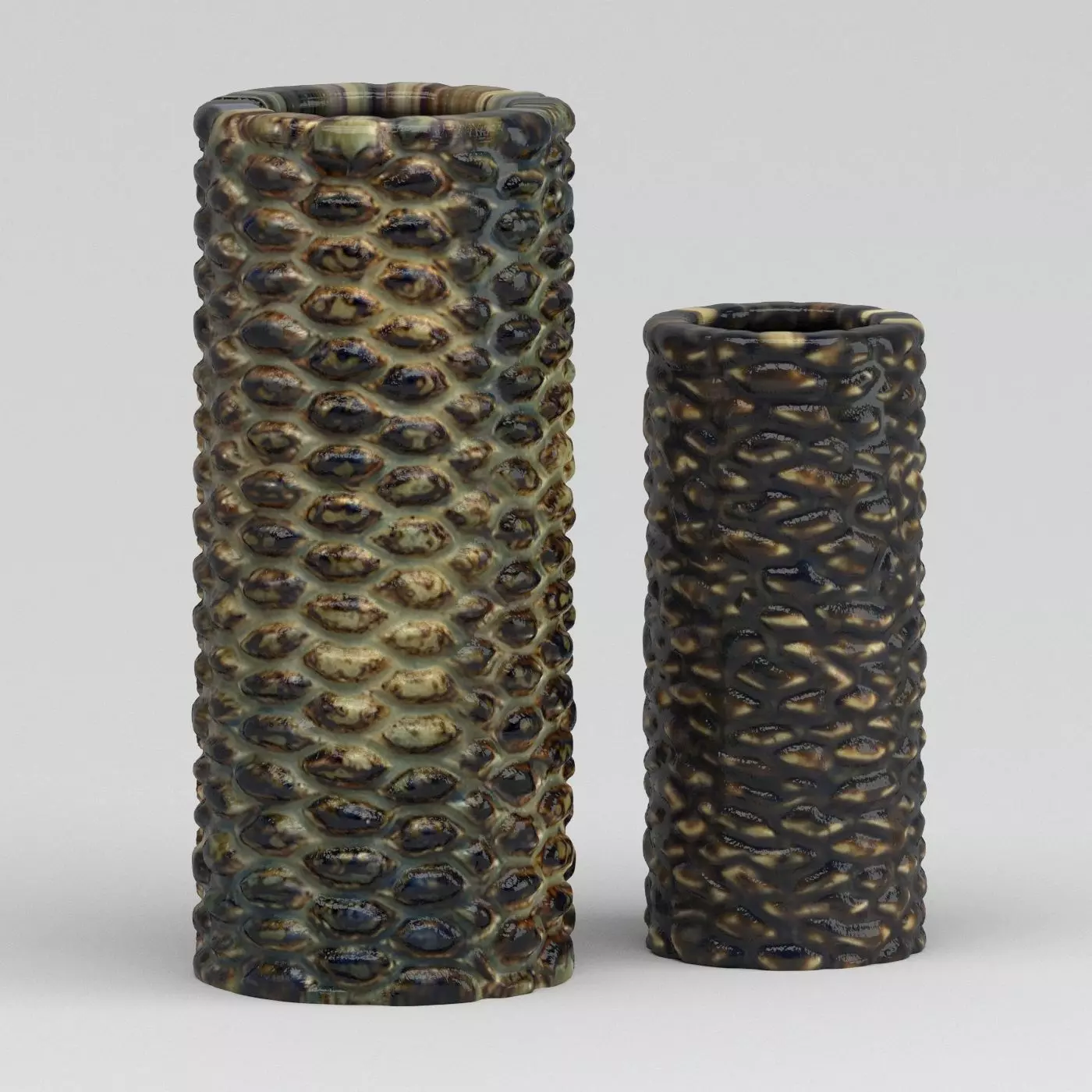 Pottery pair of vases 3D model_0