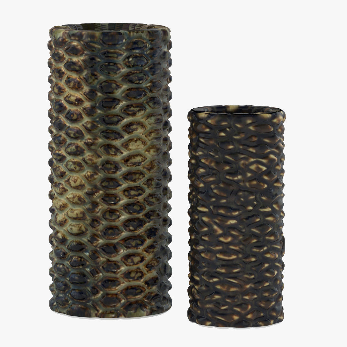 Pottery pair of vases 3D model_2