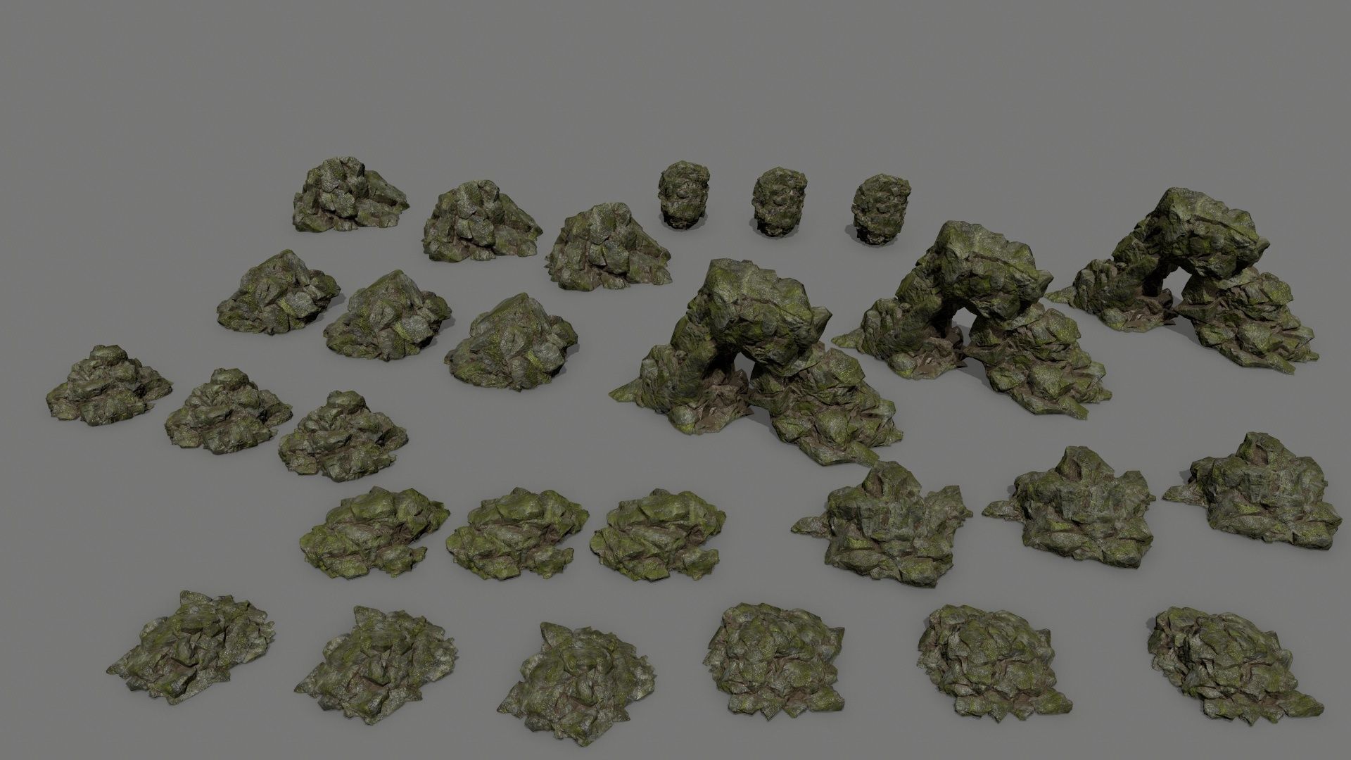 rocks mossy Low-poly 3D model_2