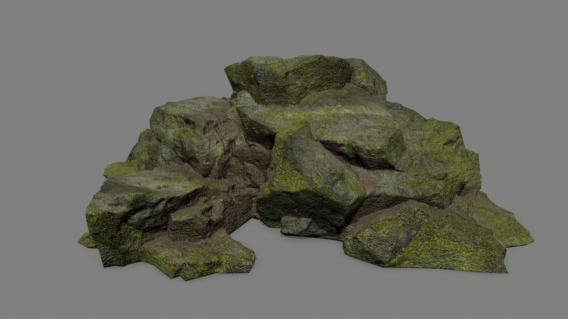 rocks mossy Low-poly 3D model_5