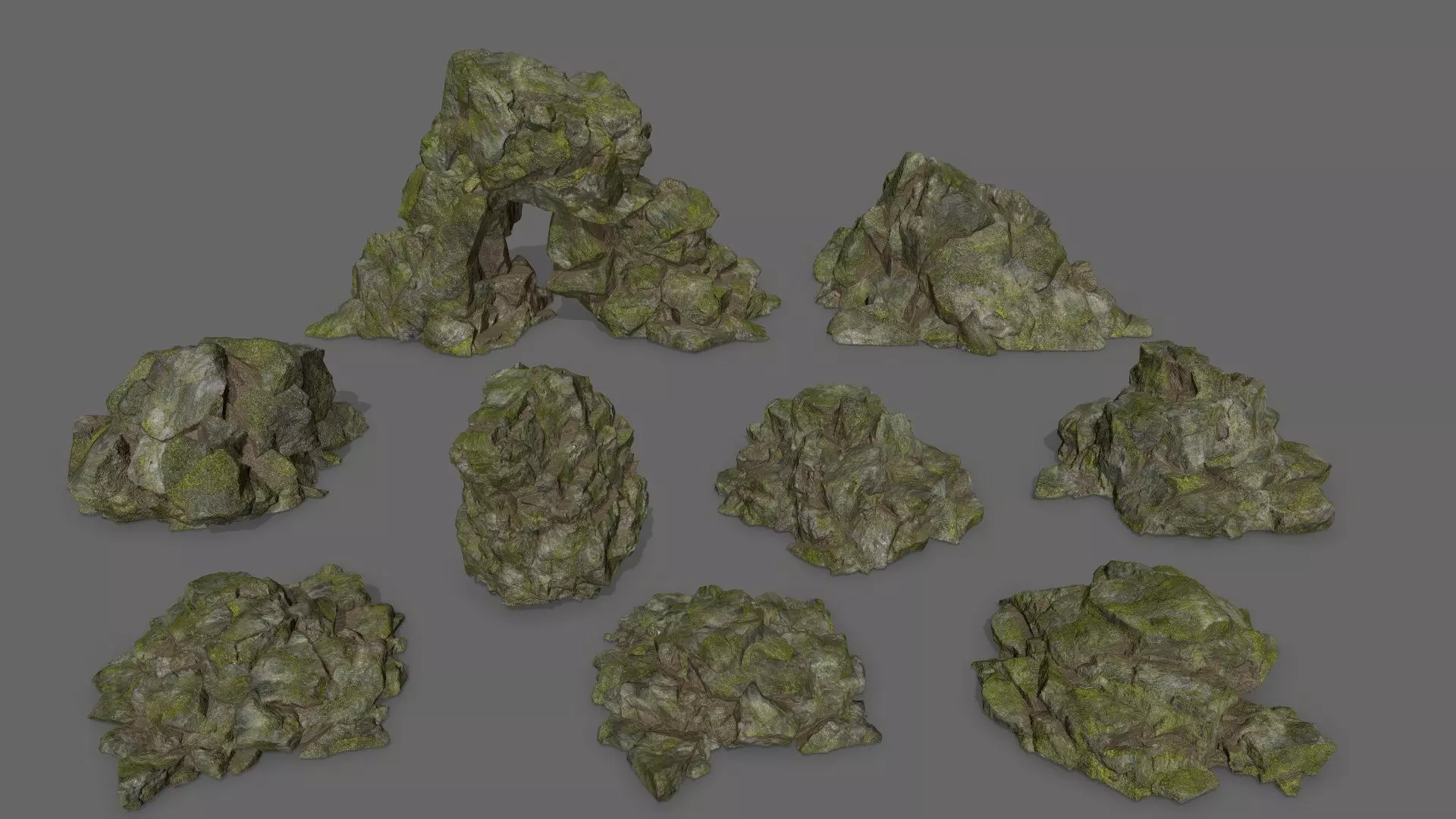 rocks mossy Low-poly 3D model_0