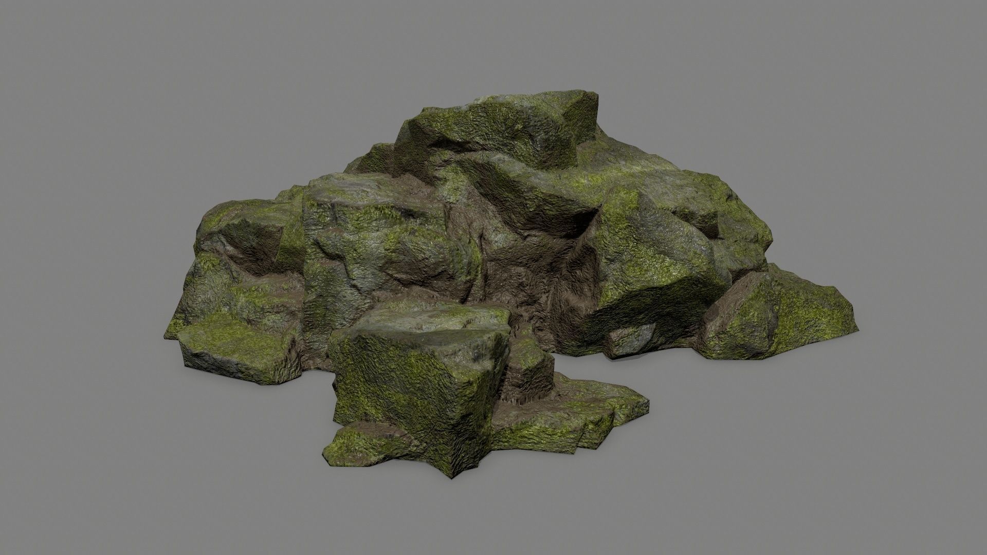 rocks mossy Low-poly 3D model_4
