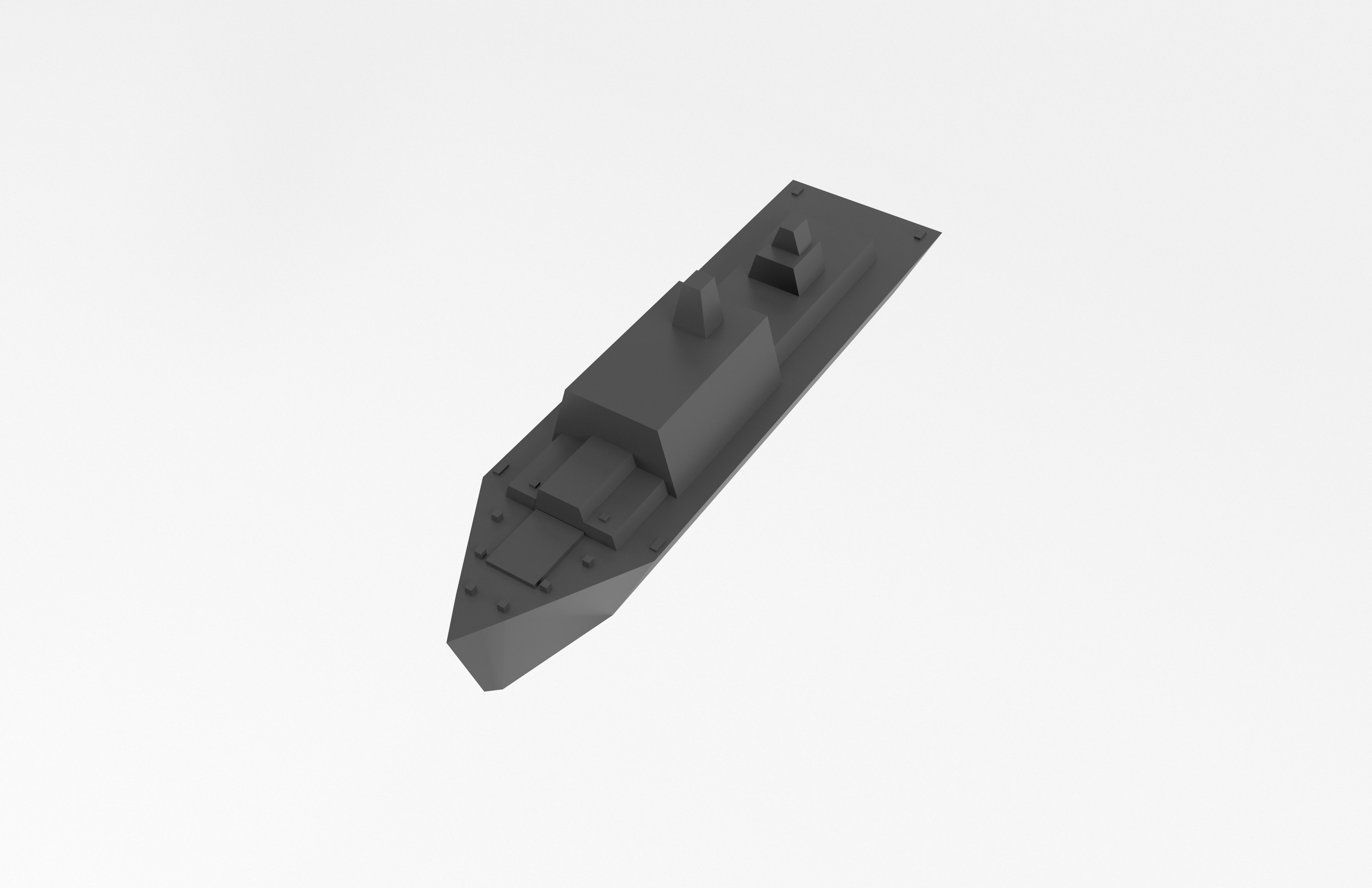 Cartoon Simple Warship v1 001 Low-poly 3D model_2