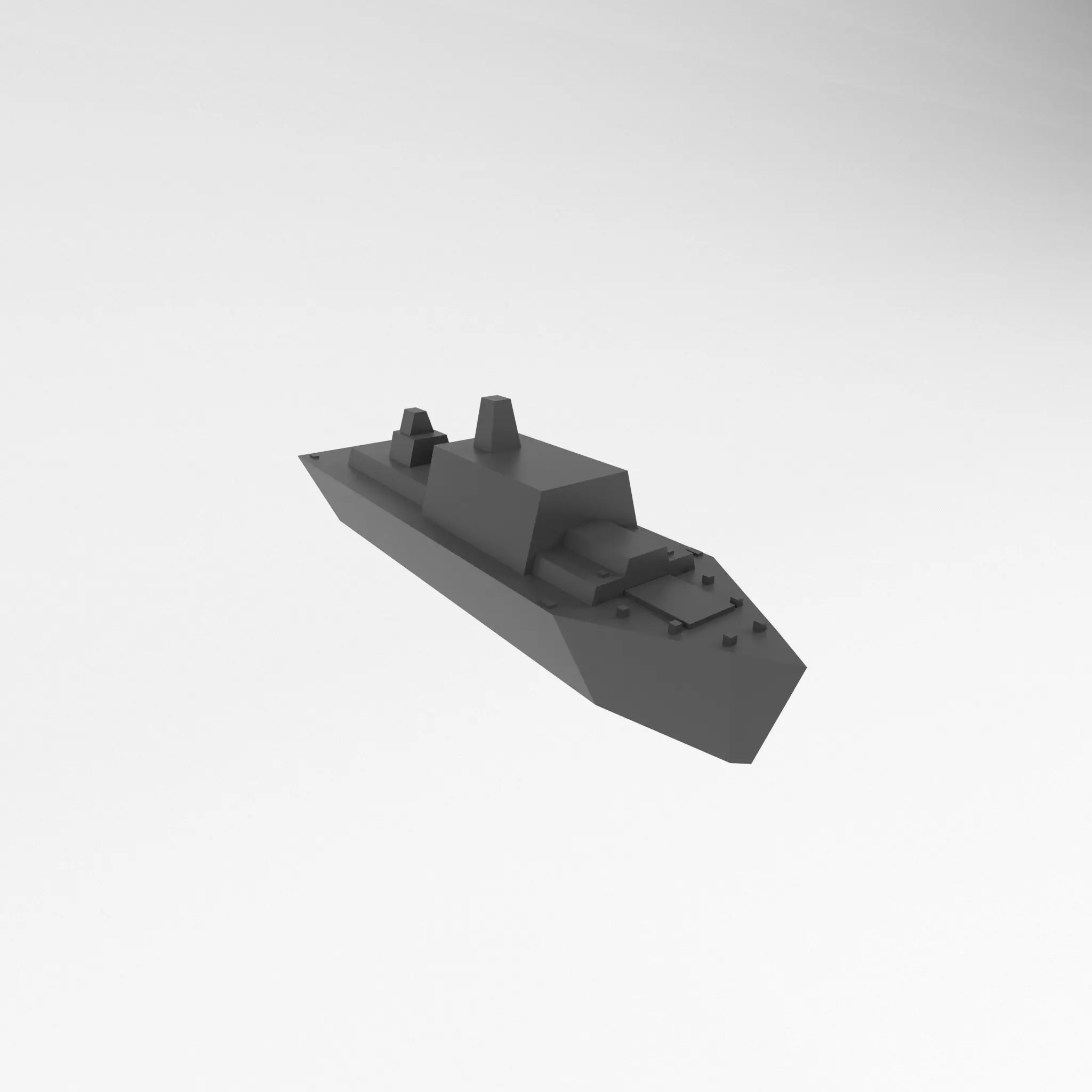 Cartoon Simple Warship v1 001 Low-poly 3D model_0