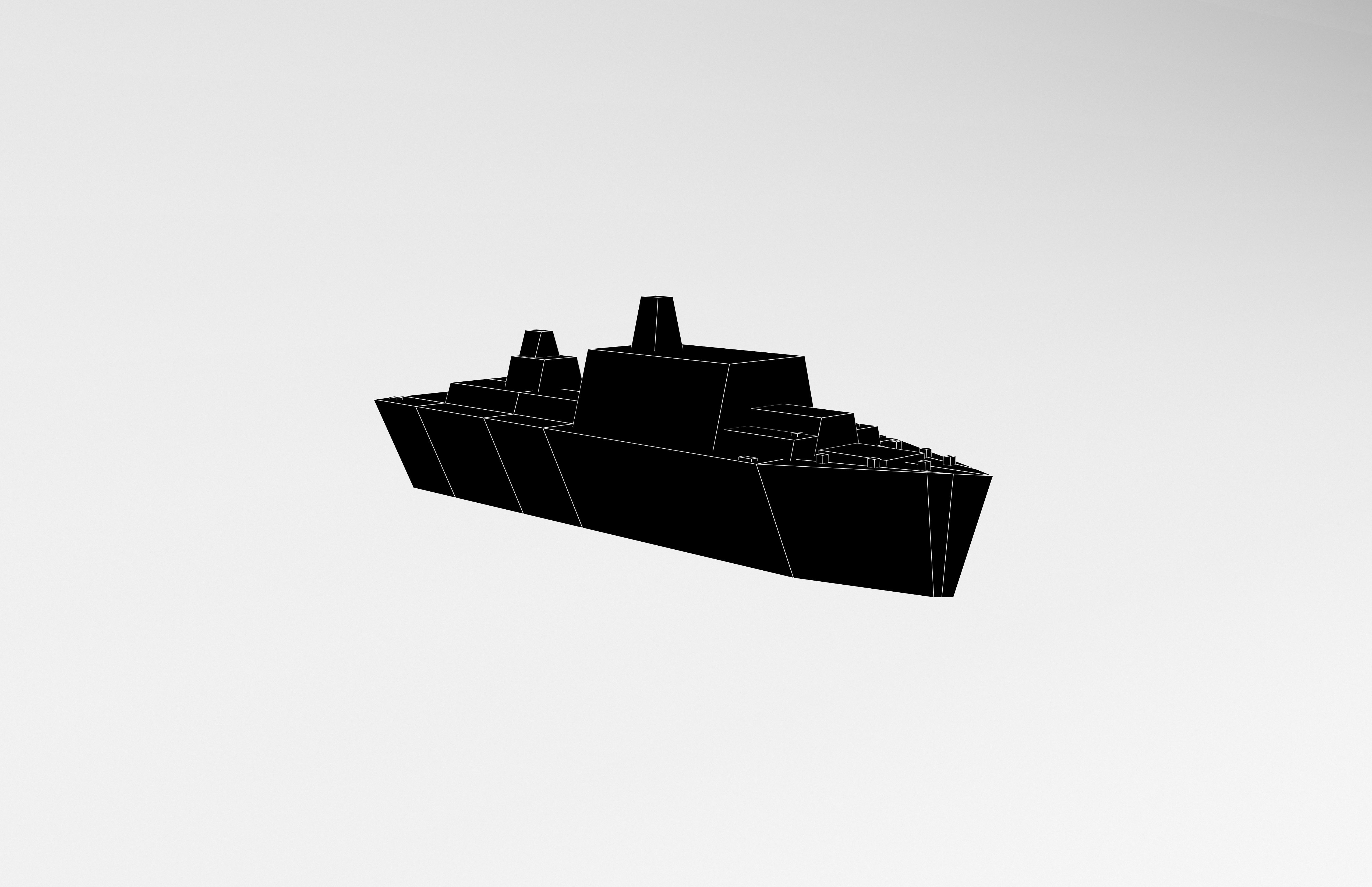 Cartoon Simple Warship v1 001 Low-poly 3D model_7