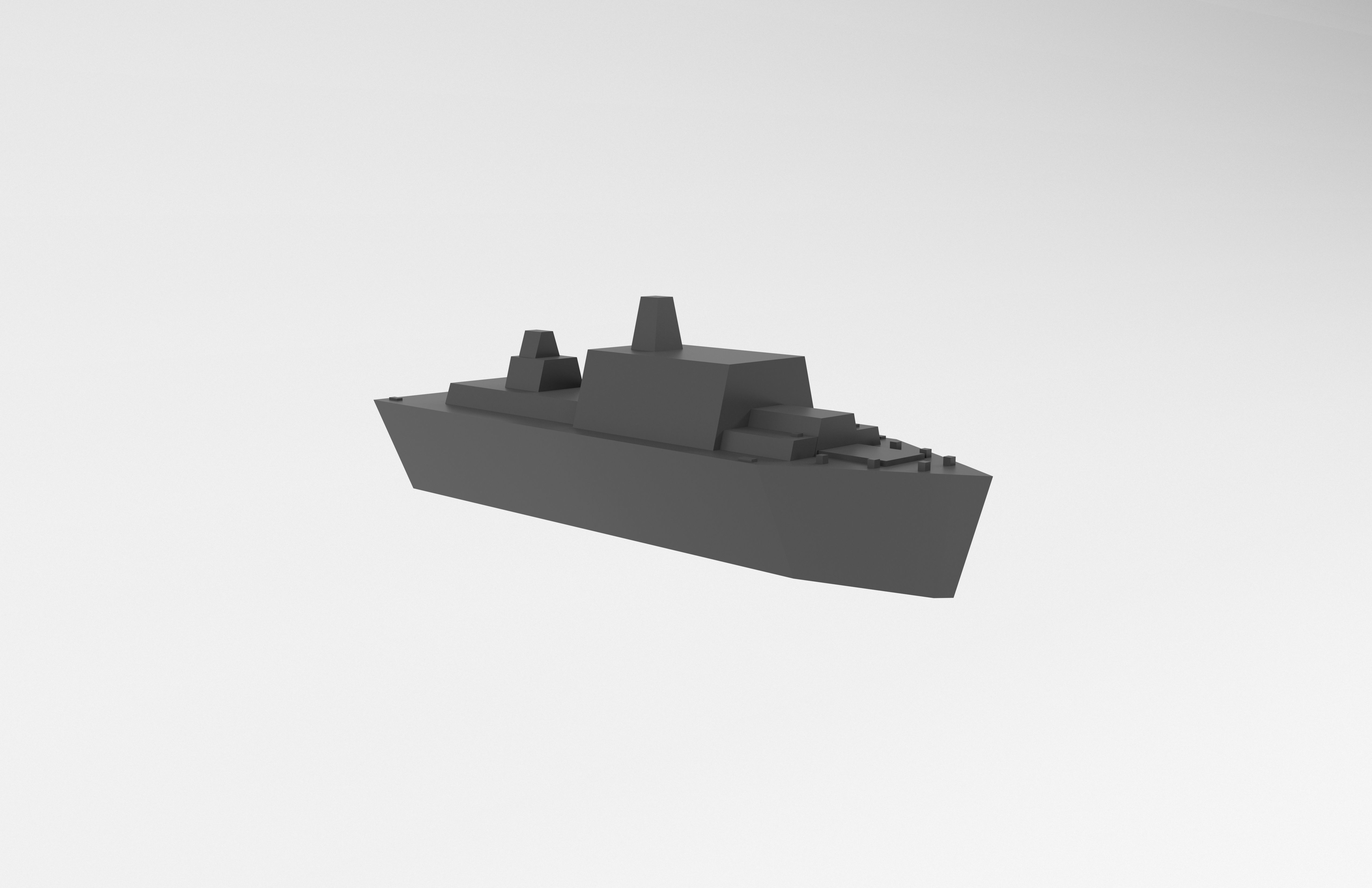 Cartoon Simple Warship v1 001 Low-poly 3D model_3