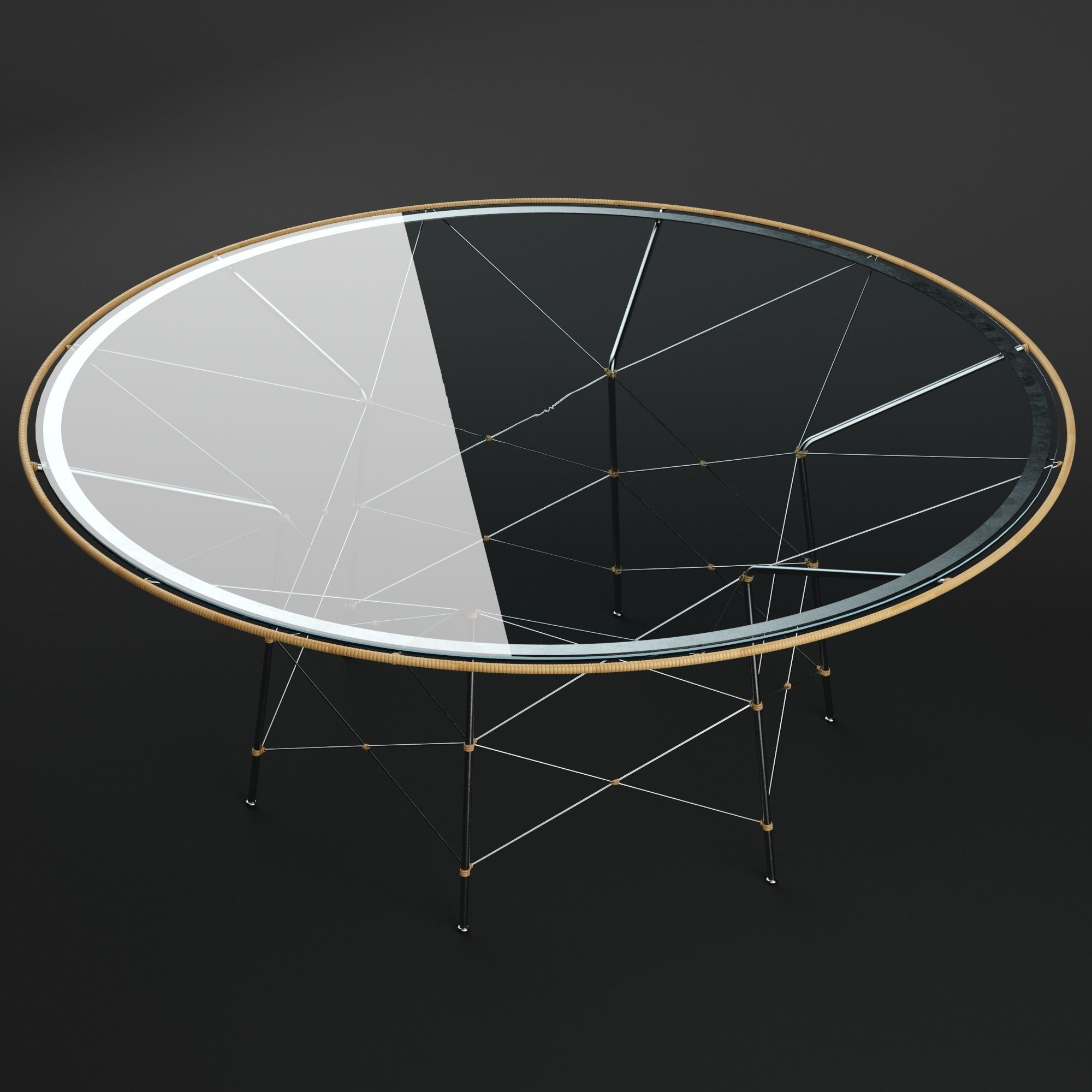 WHISK GLASS TOP DINING TABLE ROUND 180 3D model_3