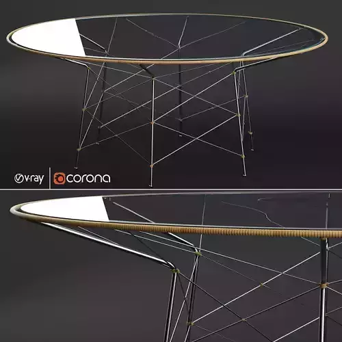 WHISK GLASS TOP DINING TABLE ROUND 180