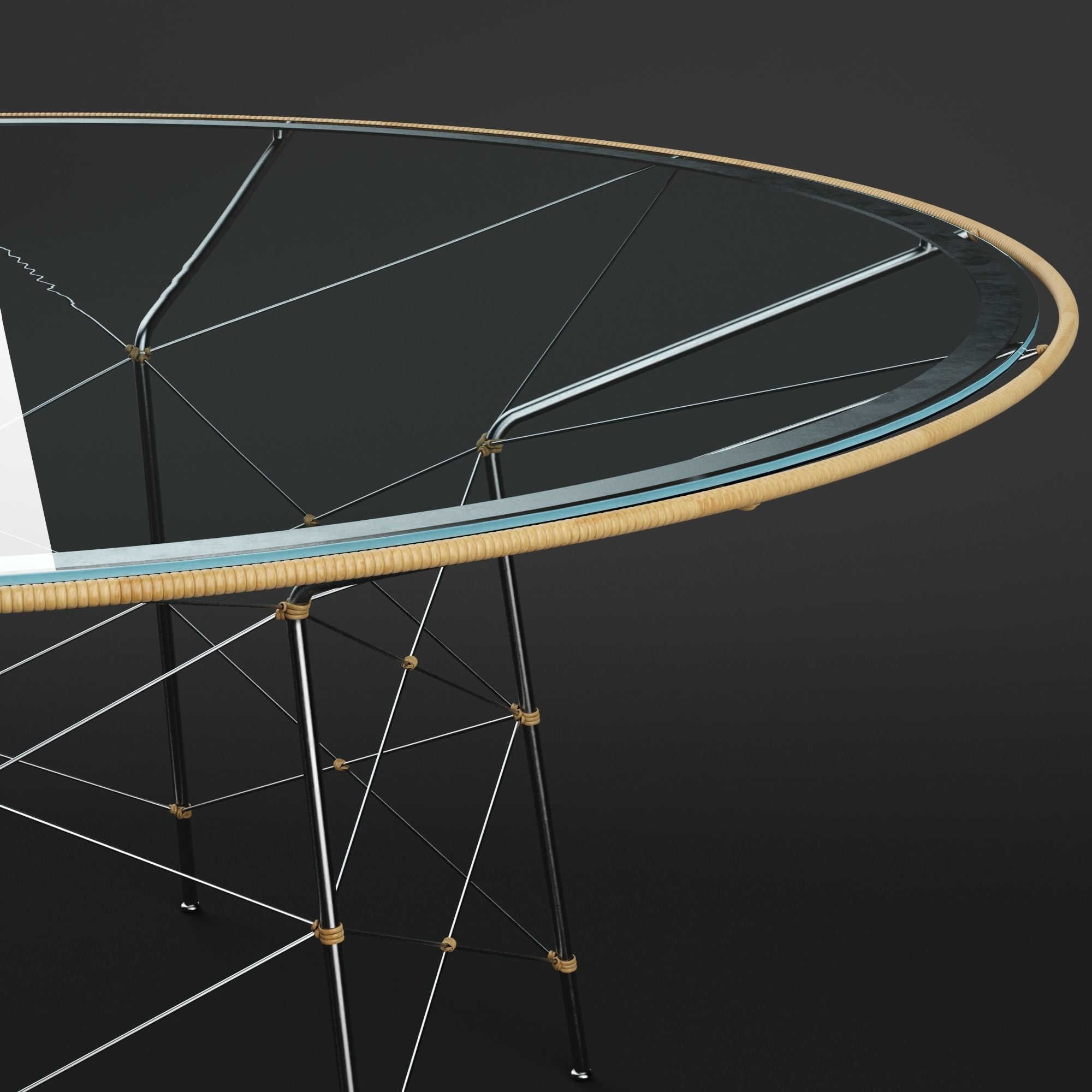 WHISK GLASS TOP DINING TABLE ROUND 180 3D model_2