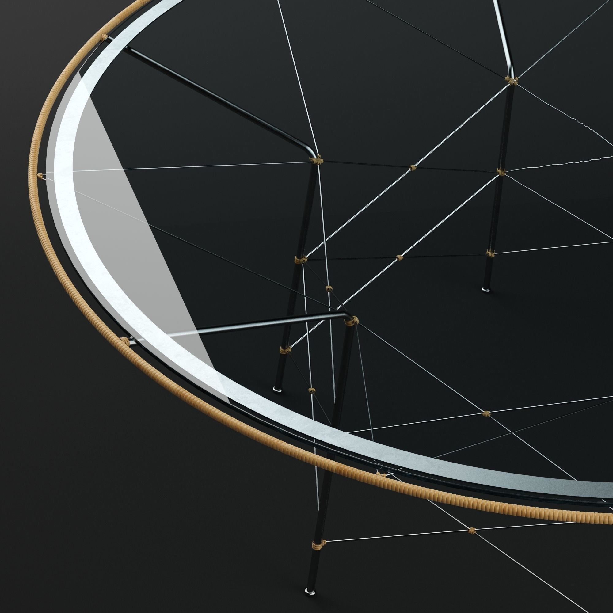 WHISK GLASS TOP DINING TABLE ROUND 180 3D model_1