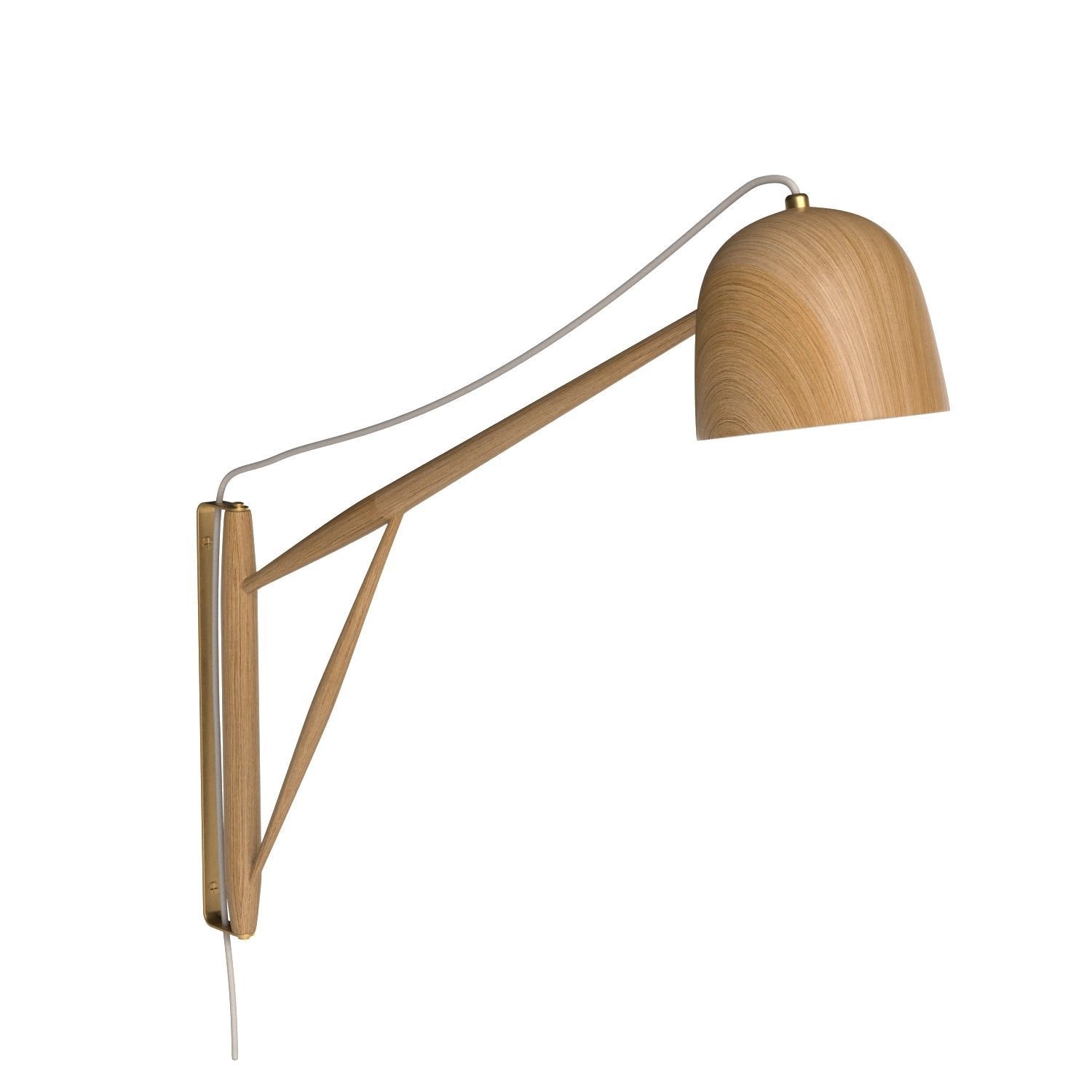 White Oak Crane Wall Swing Lamp 3D model_2