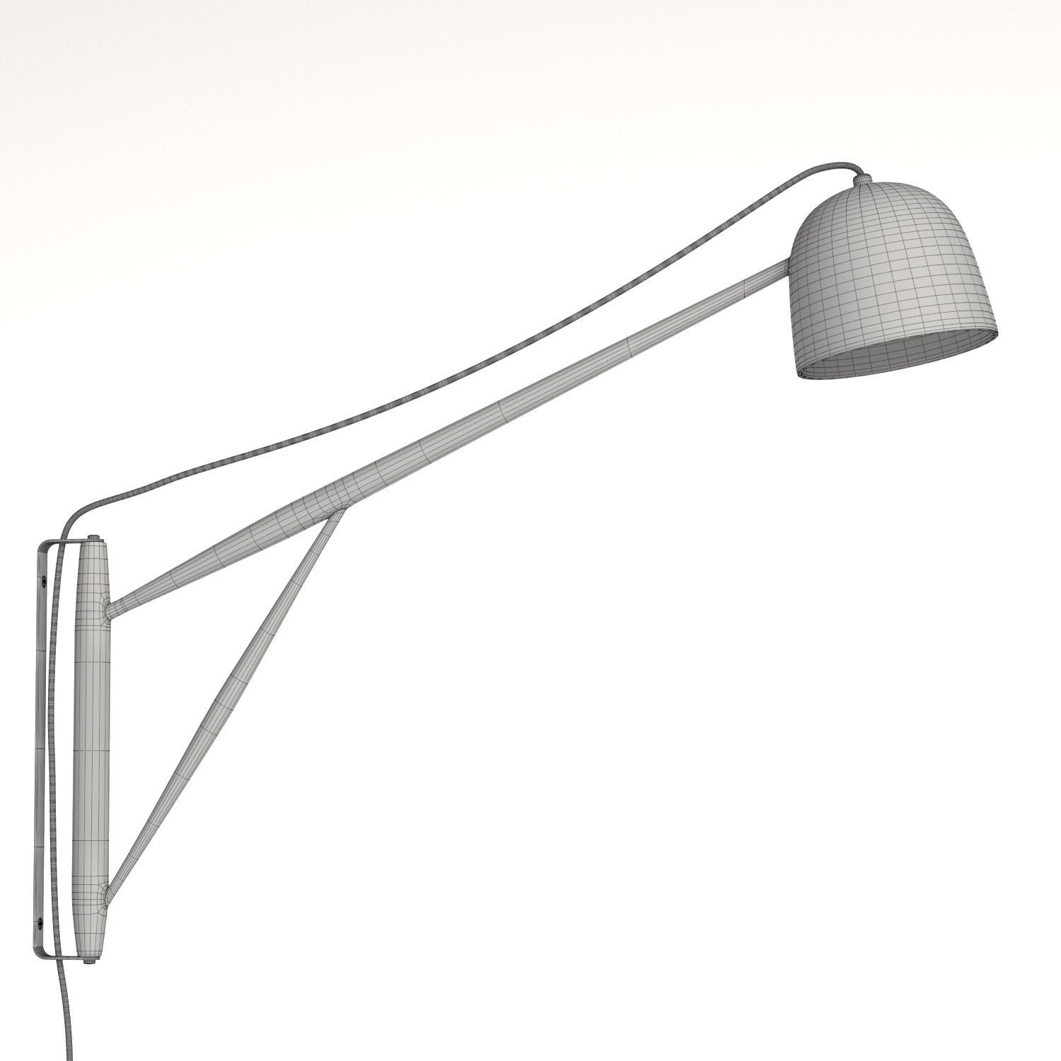 White Oak Crane Wall Swing Lamp 3D model_4