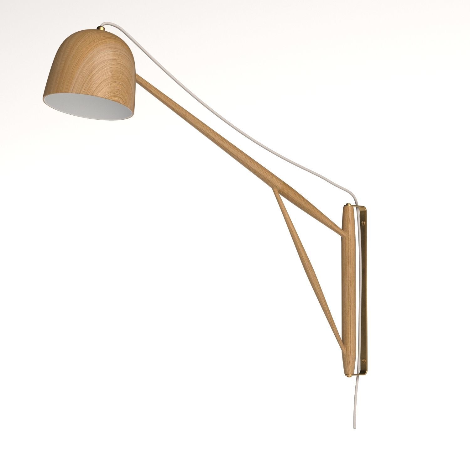 White Oak Crane Wall Swing Lamp 3D model_1