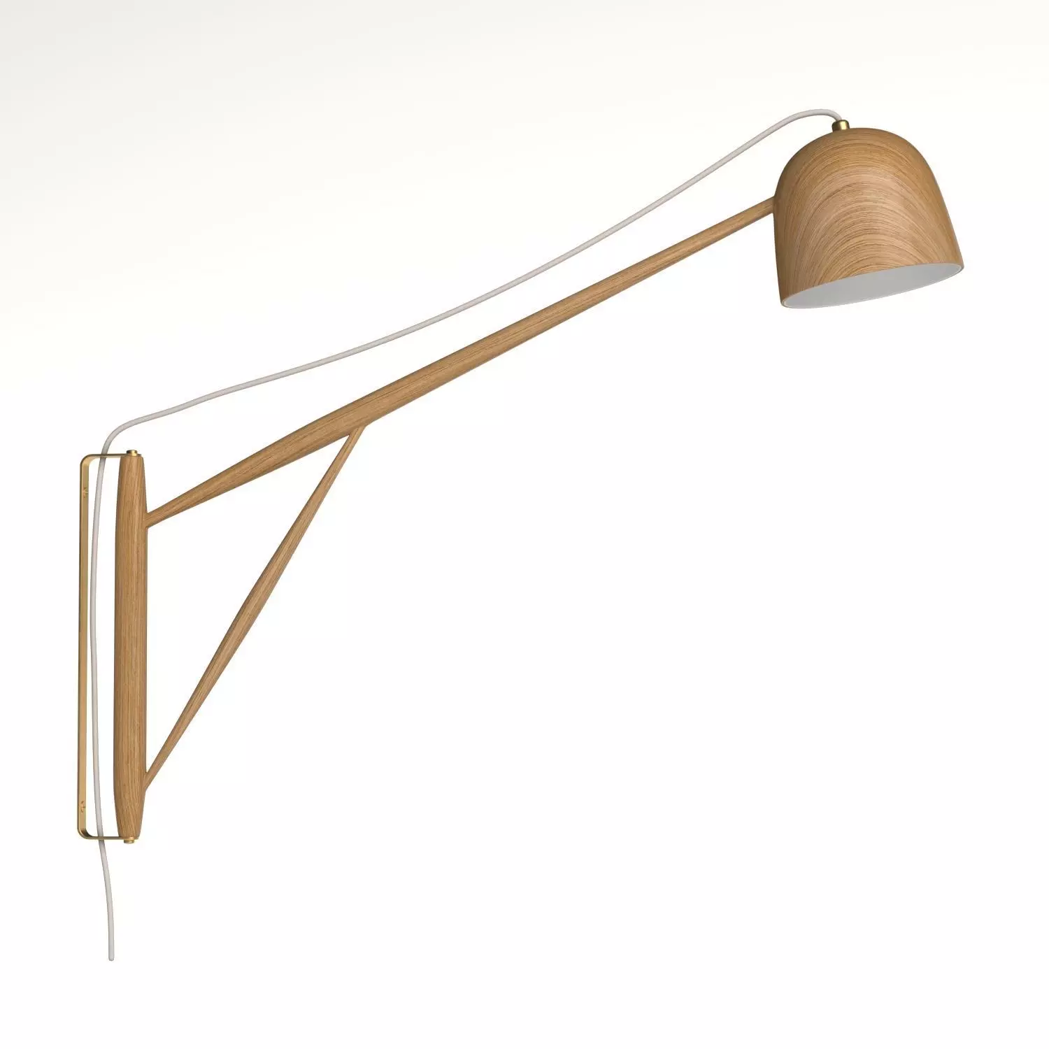 White Oak Crane Wall Swing Lamp 3D model_0