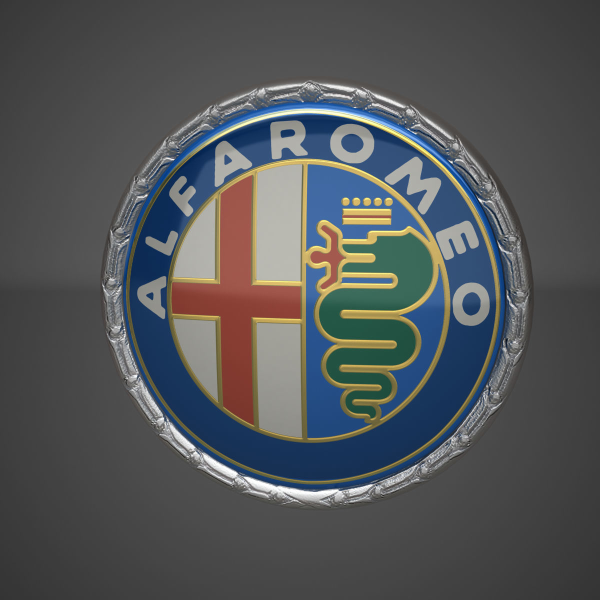 Alfa Romeo Badge 1972-1982 Low-poly 3D model_14