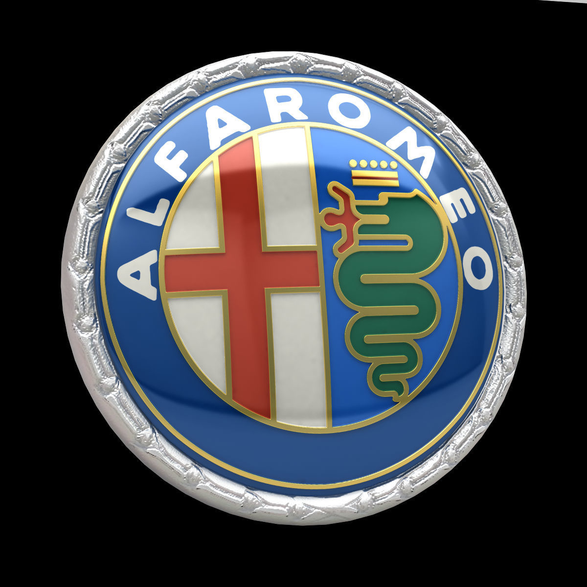 Alfa Romeo Badge 1972-1982 Low-poly 3D model_1