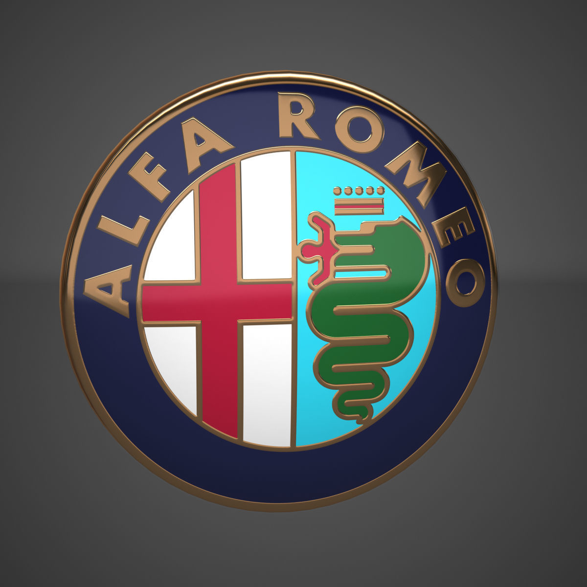 Alfa Romeo Badge 1982 and after Low-poly 3D model_8